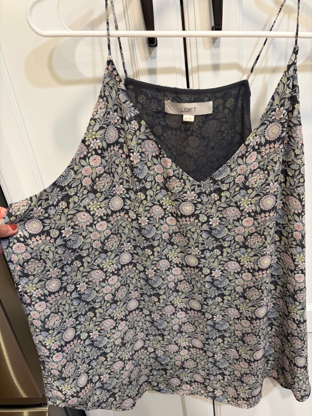 LOFT Black Floral V-Neck Spaghetti Strap Camisole